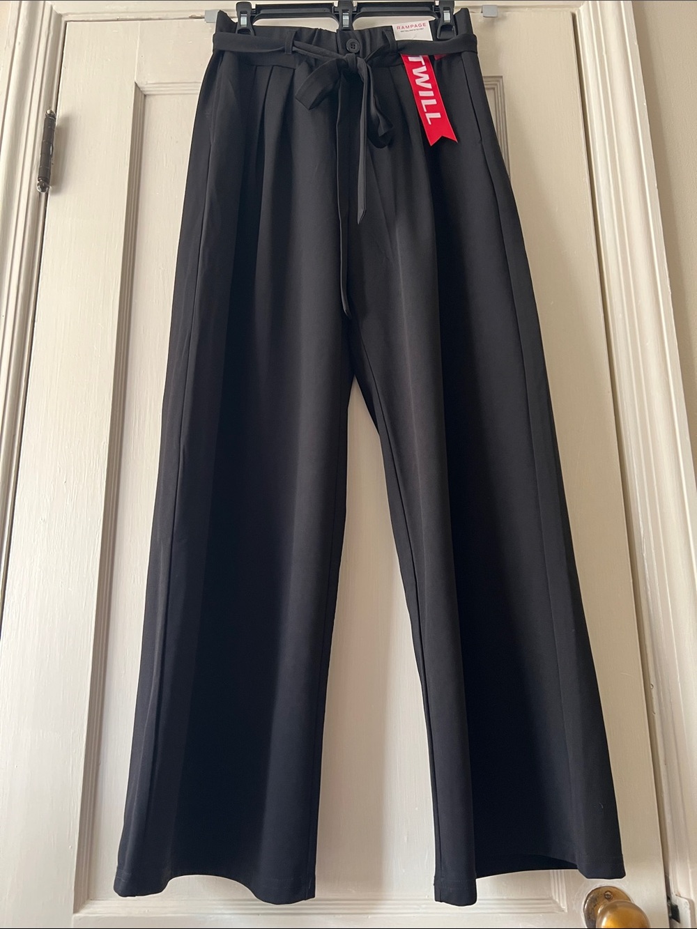 Rampage Black Wide-Leg Paperbag Waist Pants with Tie